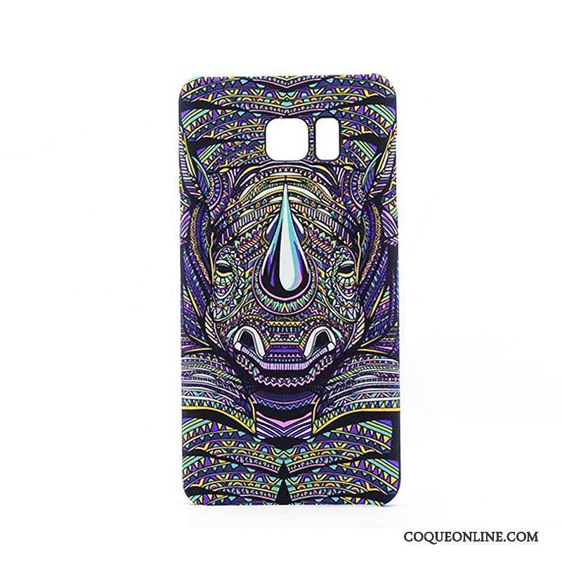 Samsung Galaxy Note 5 Coque Lumineuses Dessin Animé Violet Délavé En Daim Gaufrage Difficile Tendance