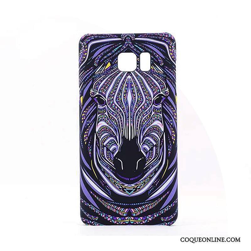 Samsung Galaxy Note 5 Coque Lumineuses Dessin Animé Violet Délavé En Daim Gaufrage Difficile Tendance