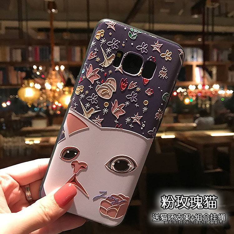 Samsung Galaxy Note 5 Coque Noir Fluide Doux Support Lapin Point D'onde Rose Délavé En Daim