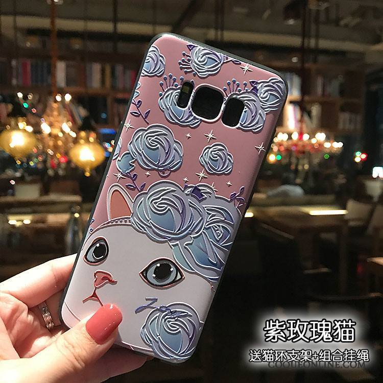 Samsung Galaxy Note 5 Coque Noir Fluide Doux Support Lapin Point D'onde Rose Délavé En Daim