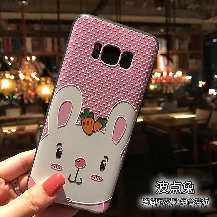 Samsung Galaxy Note 5 Coque Noir Fluide Doux Support Lapin Point D'onde Rose Délavé En Daim