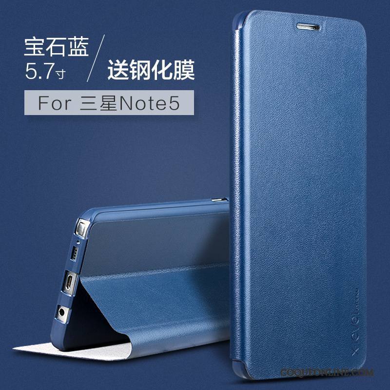 Samsung Galaxy Note 5 Coque Protection Carte Étui Incassable Étoile Très Mince Bleu