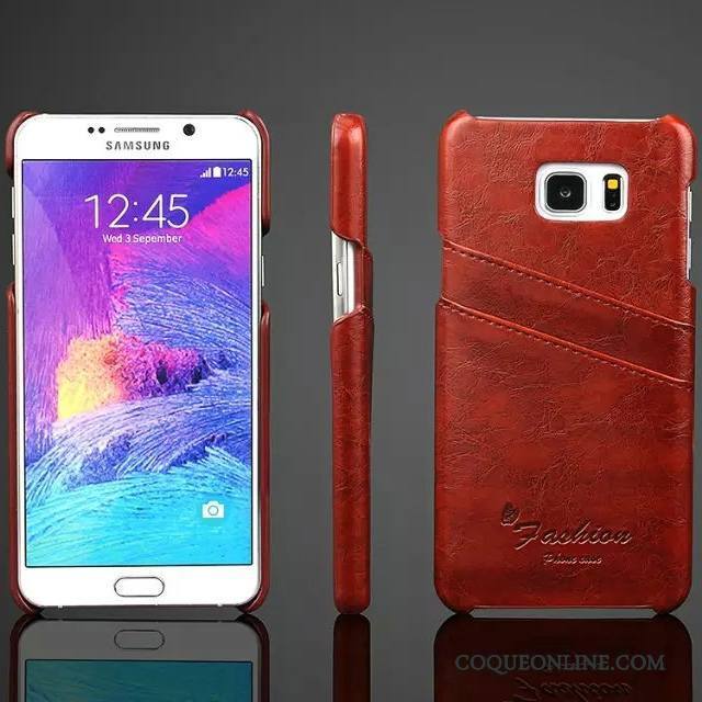 Samsung Galaxy Note 5 Coque Étoile Étui Rouge Couvercle Arrière Étui En Cuir Cuir Véritable Téléphone Portable