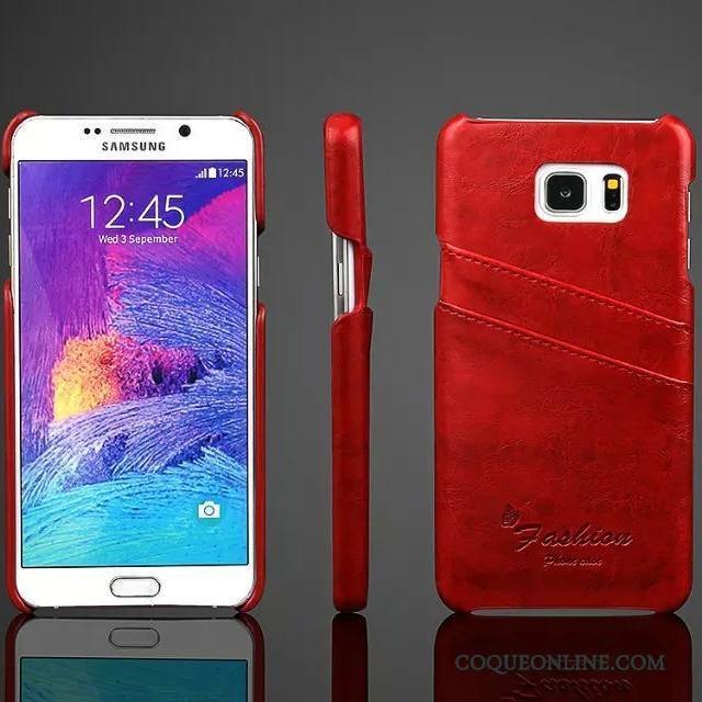 Samsung Galaxy Note 5 Coque Étoile Étui Rouge Couvercle Arrière Étui En Cuir Cuir Véritable Téléphone Portable