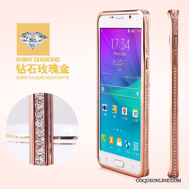 Samsung Galaxy Note 5 Coque Étui Étoile Métal Border Argent Protection Strass