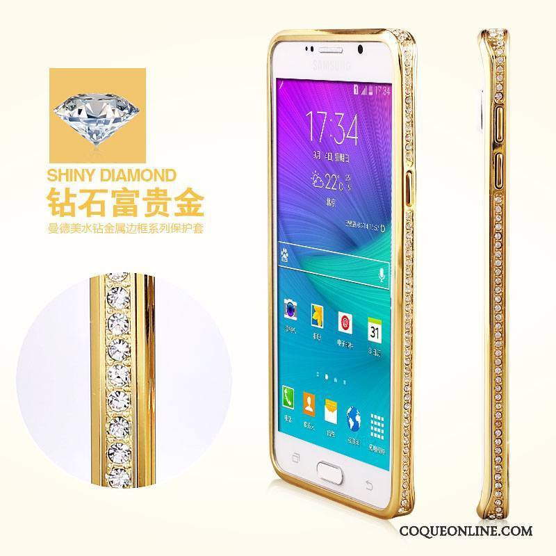 Samsung Galaxy Note 5 Coque Étui Étoile Métal Border Argent Protection Strass