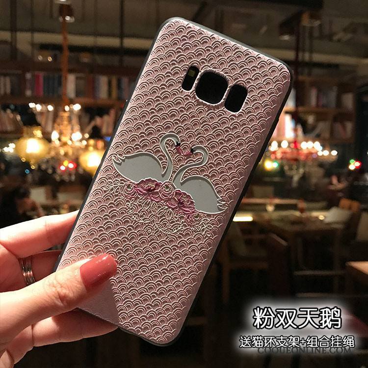 Samsung Galaxy Note 5 Fluide Doux Support Noir Coque Gaufrage Rose Floral