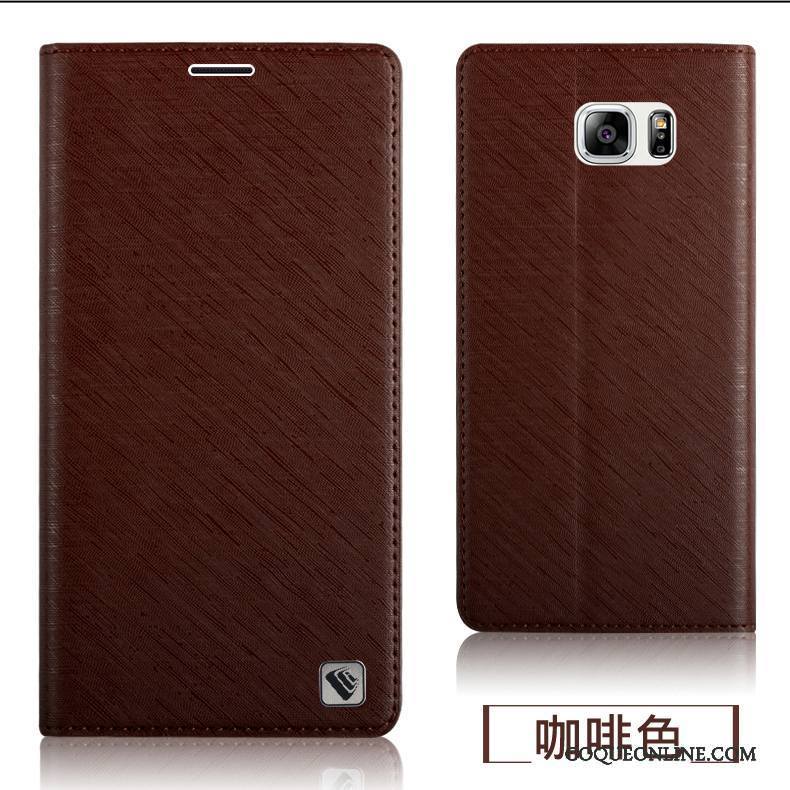 Samsung Galaxy Note 5 Protection Coque De Téléphone Étui En Cuir Marron Étoile Silicone Fluide Doux