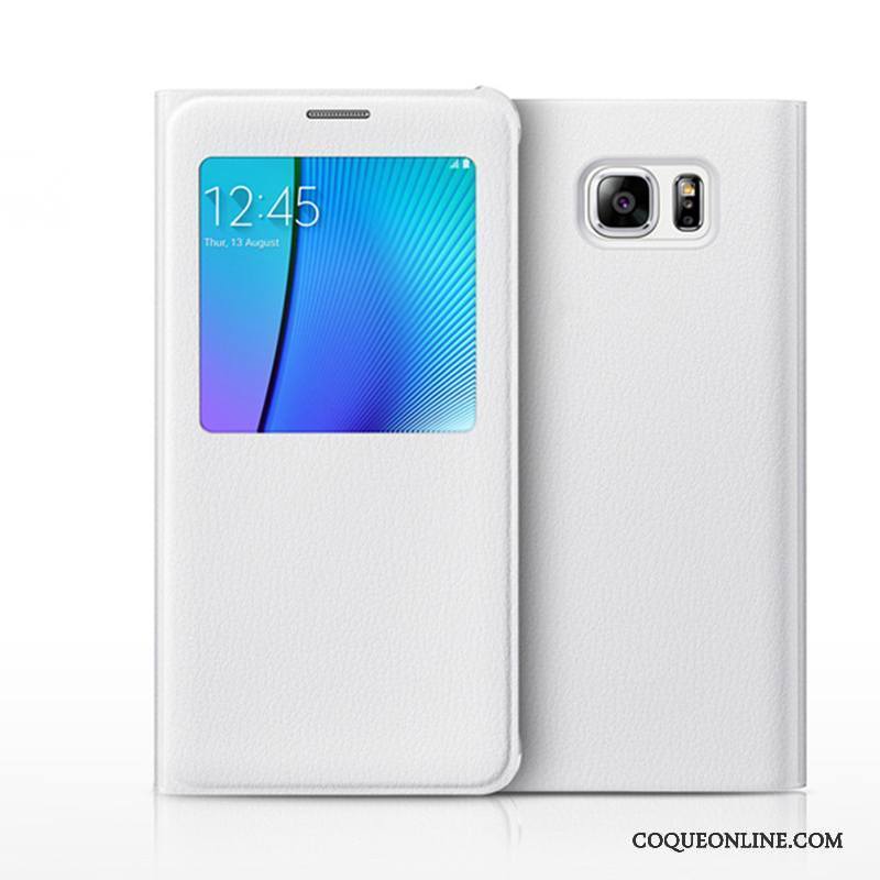 Samsung Galaxy Note 5 Étoile Protection Étui En Cuir Coque De Téléphone Gris Housse Dormance