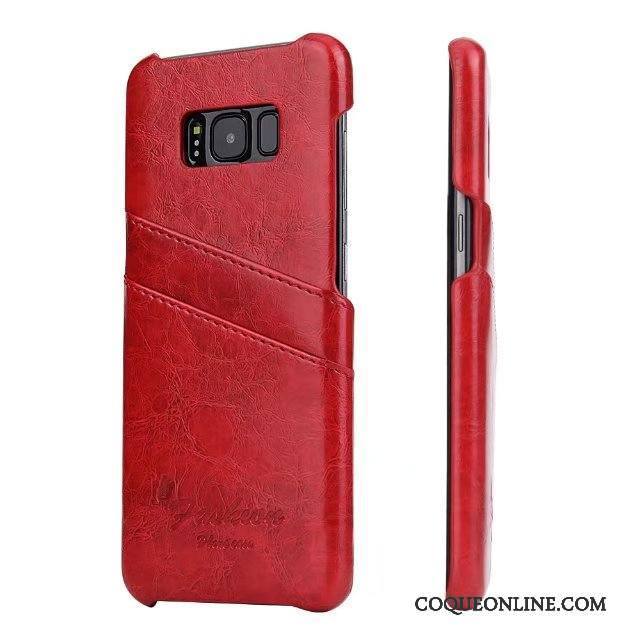 Samsung Galaxy Note 8 Coque Couvercle Arrière Cuir Véritable Téléphone Portable Protection Carte Étui En Cuir Bleu