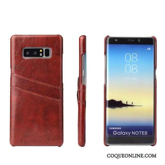 Samsung Galaxy Note 8 Coque Couvercle Arrière Cuir Véritable Téléphone Portable Protection Carte Étui En Cuir Bleu