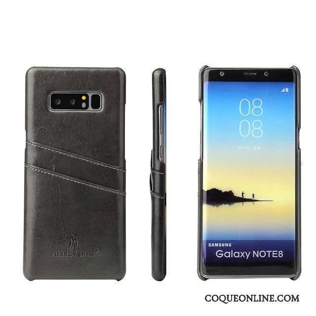 Samsung Galaxy Note 8 Coque Couvercle Arrière Cuir Véritable Téléphone Portable Protection Carte Étui En Cuir Bleu