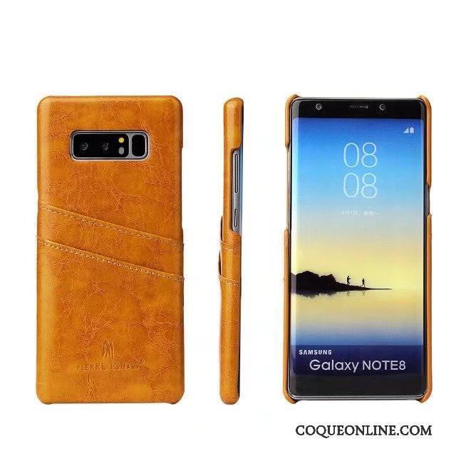 Samsung Galaxy Note 8 Coque Couvercle Arrière Cuir Véritable Téléphone Portable Protection Carte Étui En Cuir Bleu