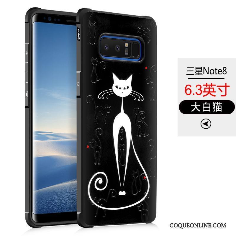 Samsung Galaxy Note 8 Coque Silicone Délavé En Daim Tendance Personnalité Noir Créatif Étoile