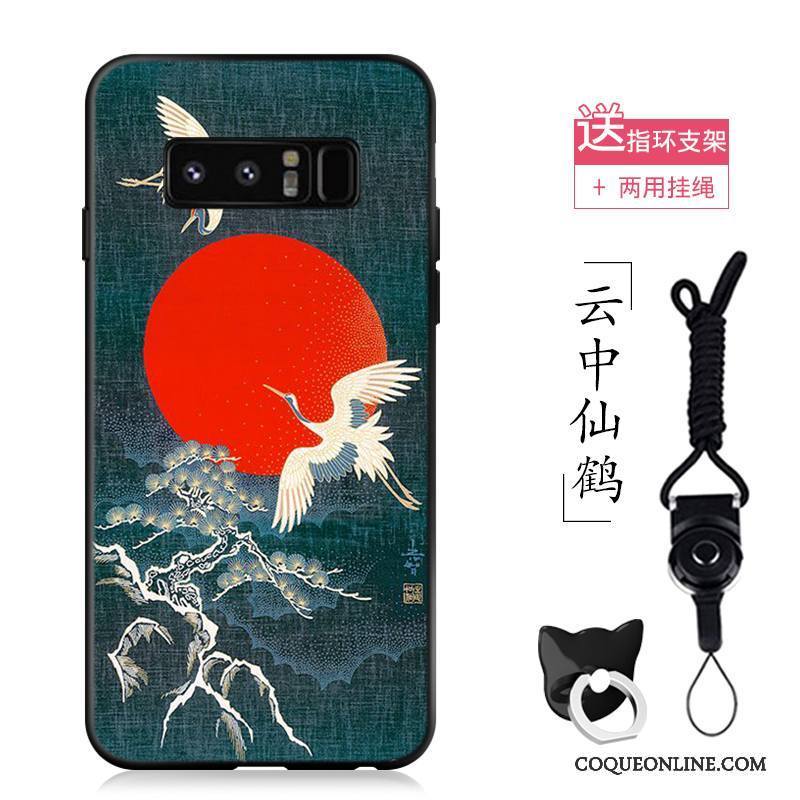 Samsung Galaxy Note 8 Coque Silicone Vintage Incassable Étoile Grue Étui Fluide Doux