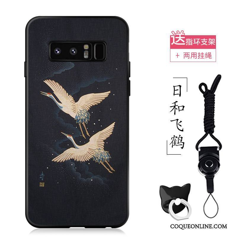 Samsung Galaxy Note 8 Coque Silicone Vintage Incassable Étoile Grue Étui Fluide Doux