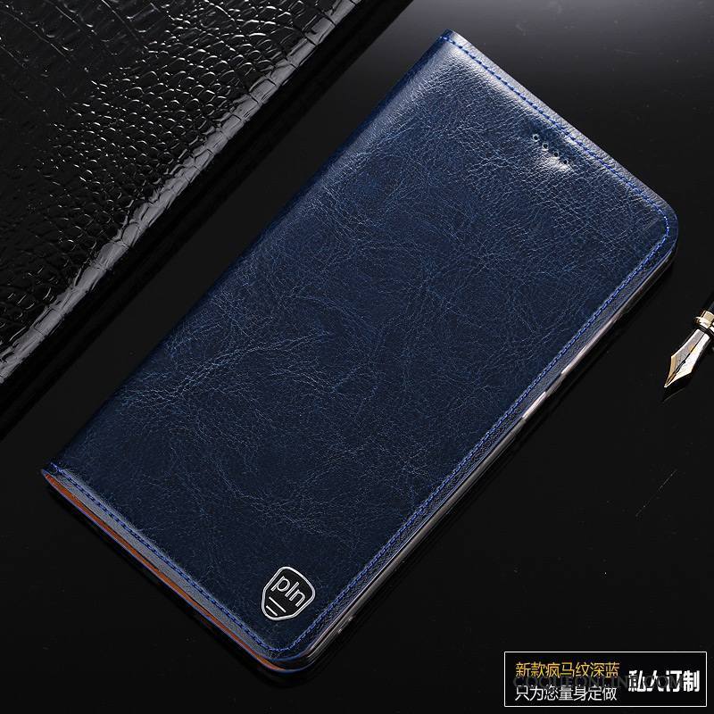 Samsung Galaxy Note 8 Coque Étui En Cuir Protection Étoile Housse Téléphone Portable Cuir Véritable Bleu