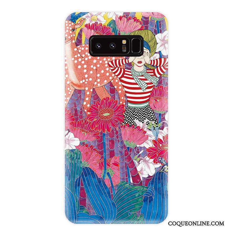 Samsung Galaxy Note 8 Coque Étui Protection Multicolore Personnalité Téléphone Portable Vent Fleur