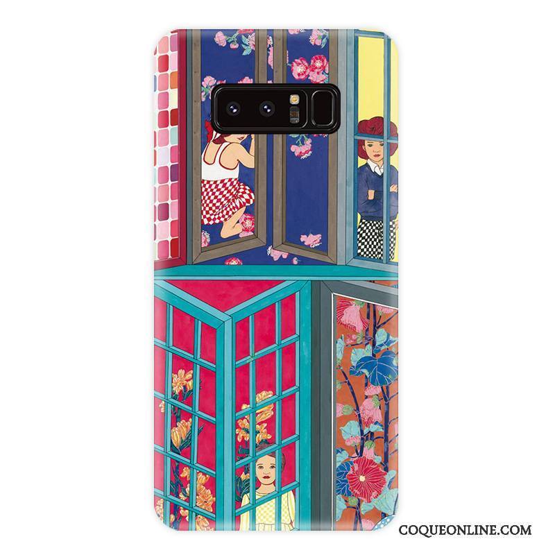 Samsung Galaxy Note 8 Coque Étui Protection Multicolore Personnalité Téléphone Portable Vent Fleur