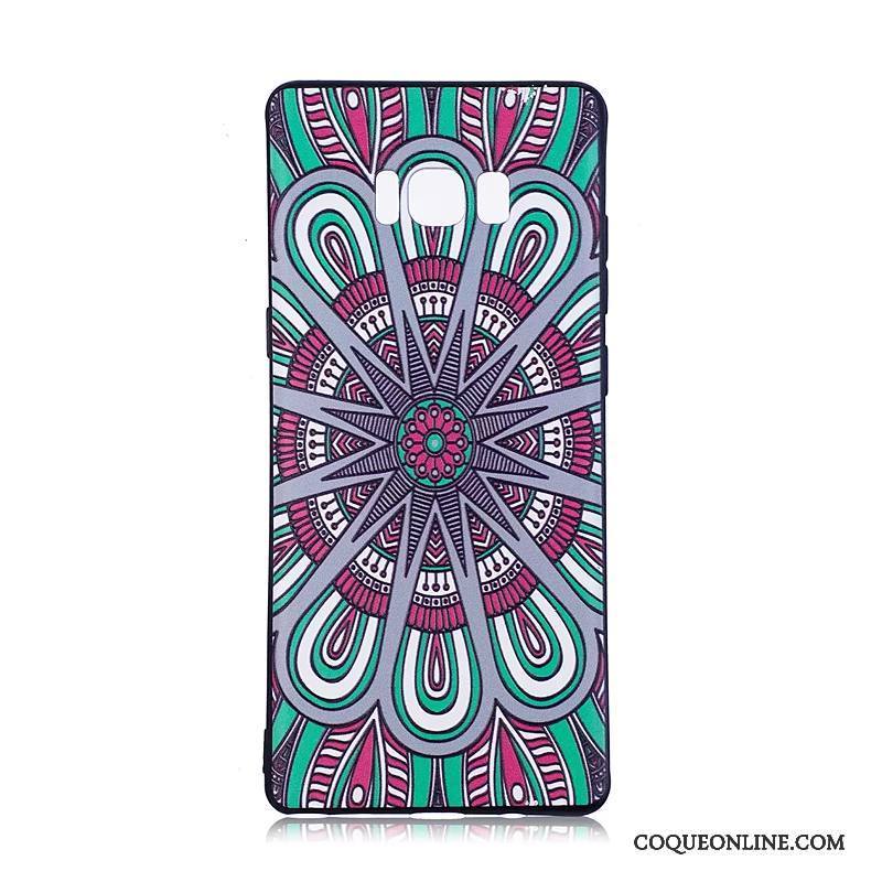 Samsung Galaxy Note 8 Fluide Doux Protection Fleurs Coque De Téléphone Tendance Noir Étui