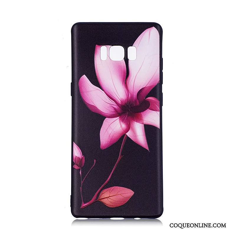 Samsung Galaxy Note 8 Fluide Doux Protection Fleurs Coque De Téléphone Tendance Noir Étui