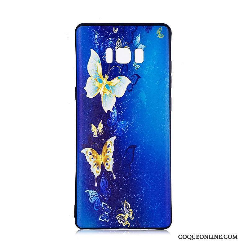 Samsung Galaxy Note 8 Fluide Doux Protection Fleurs Coque De Téléphone Tendance Noir Étui