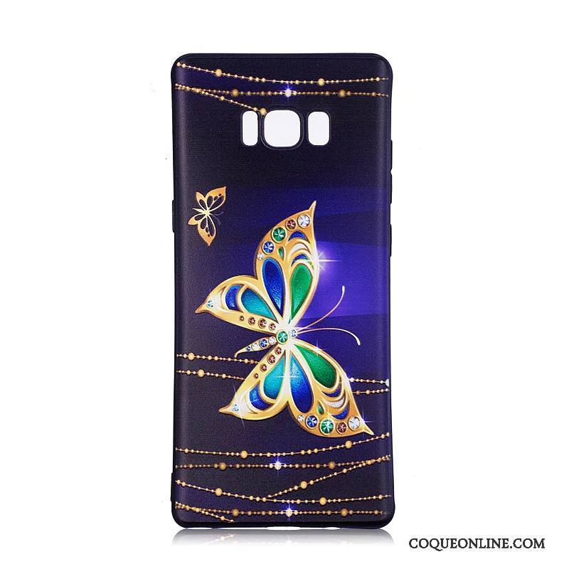 Samsung Galaxy Note 8 Fluide Doux Protection Fleurs Coque De Téléphone Tendance Noir Étui