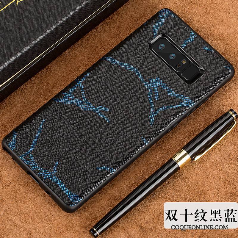 Samsung Galaxy Note 8 Incassable Étoile Cuir Véritable Coque De Téléphone Luxe Europe Bleu