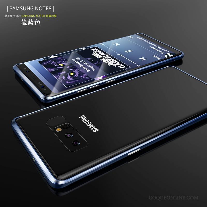 Samsung Galaxy Note 8 Noir Métal Créatif Border Très Mince Ornements Suspendus Coque De Téléphone