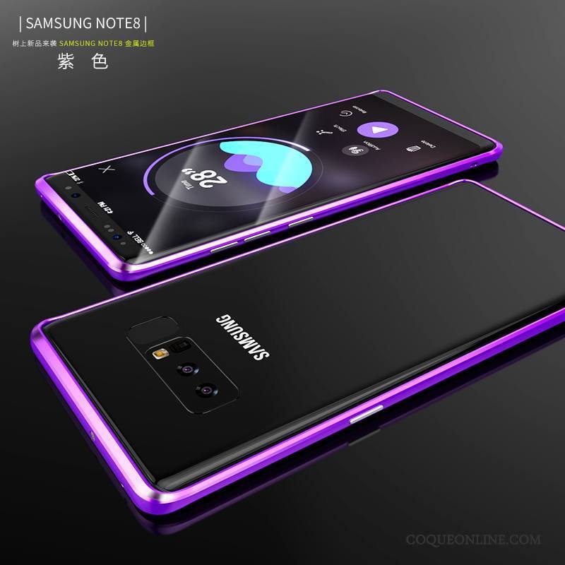 Samsung Galaxy Note 8 Noir Métal Créatif Border Très Mince Ornements Suspendus Coque De Téléphone