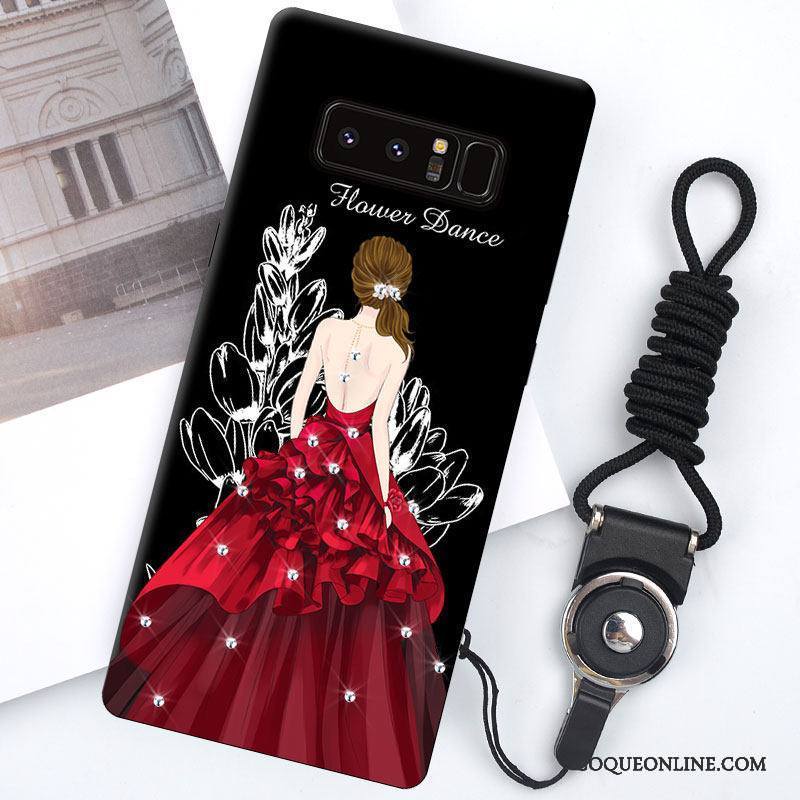 Samsung Galaxy Note 8 Noir Protection Étui Délavé En Daim Étoile Silicone Coque De Téléphone