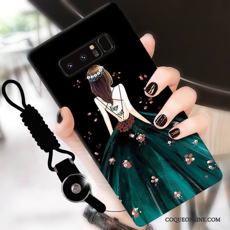 Samsung Galaxy Note 8 Noir Protection Étui Délavé En Daim Étoile Silicone Coque De Téléphone