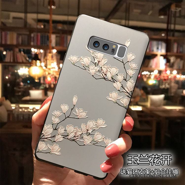 Samsung Galaxy Note 8 Ornements Suspendus Silicone Tendance Fleurs Coque De Téléphone Étoile Étui