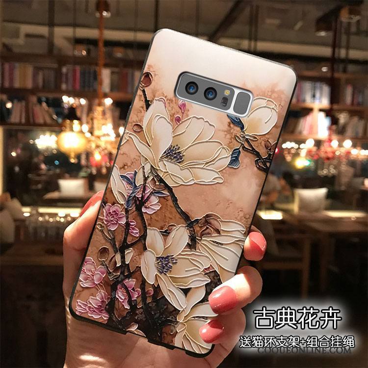 Samsung Galaxy Note 8 Ornements Suspendus Silicone Tendance Fleurs Coque De Téléphone Étoile Étui