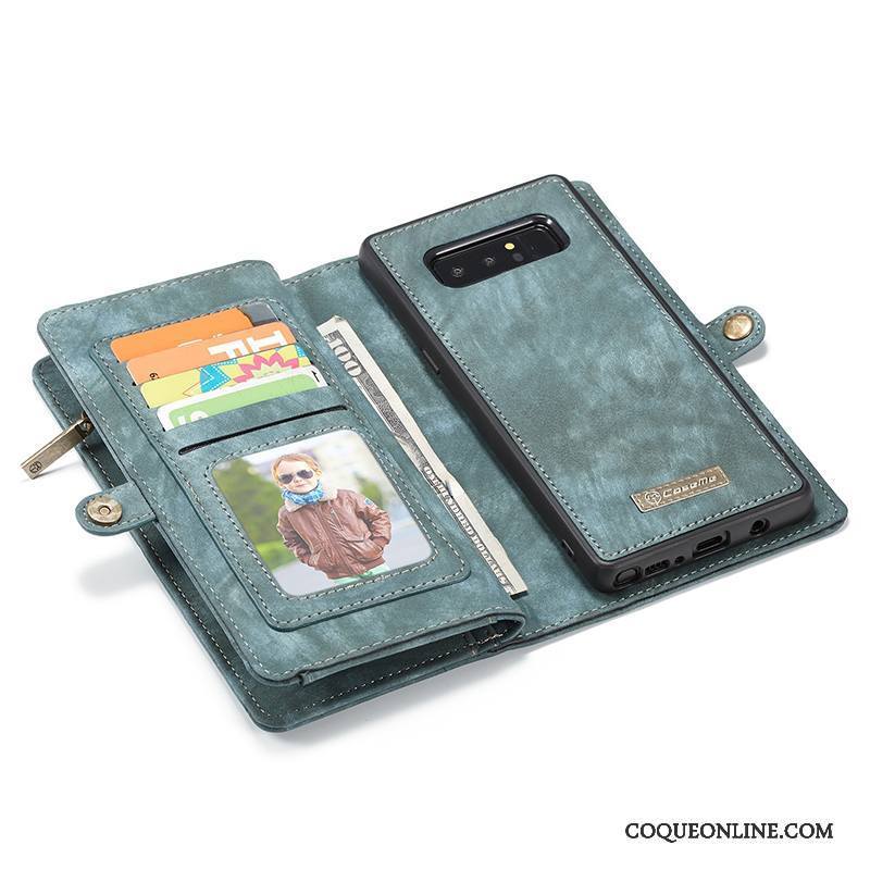 Samsung Galaxy Note 8 Portefeuille Étui En Cuir Vert Étoile Magnétisme Clamshell Coque De Téléphone