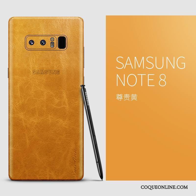 Samsung Galaxy Note 8 Tout Compris Étui Coque De Téléphone Étoile Noir Cuir Véritable Créatif