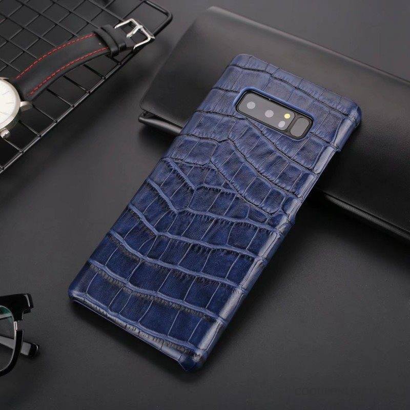 Samsung Galaxy Note 8 Étoile Coque De Téléphone Incassable Bleu Cuir Véritable Difficile Personnalité