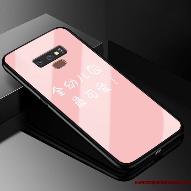 Samsung Galaxy Note 9 Charmant Créatif Rose Coque De Téléphone Verre Protection Étui