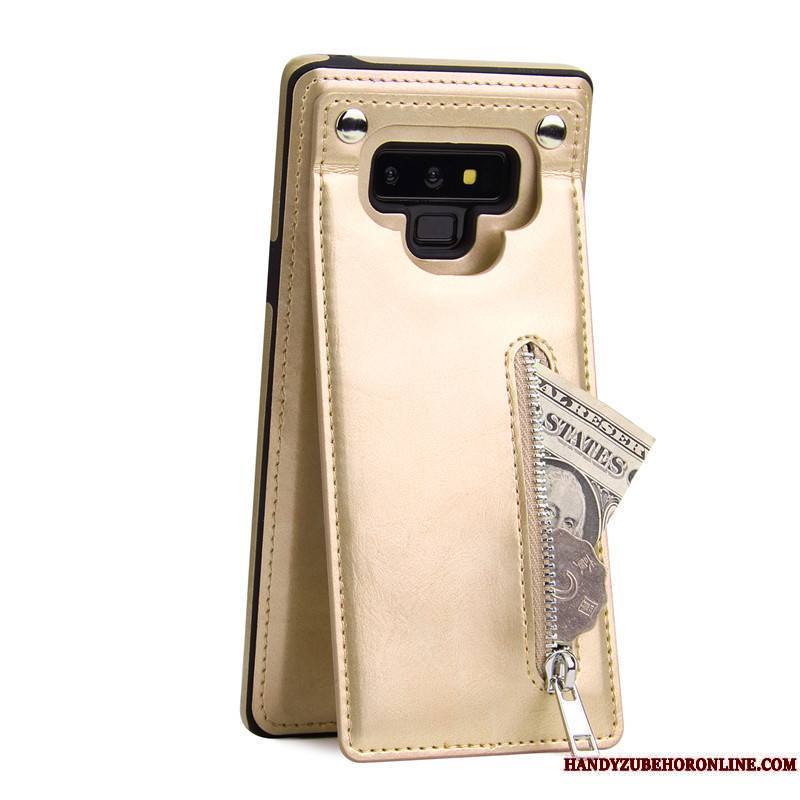 Samsung Galaxy Note 9 Coque De Téléphone Protection Étui En Cuir Vert Portefeuille Étoile Fermeture Éclair