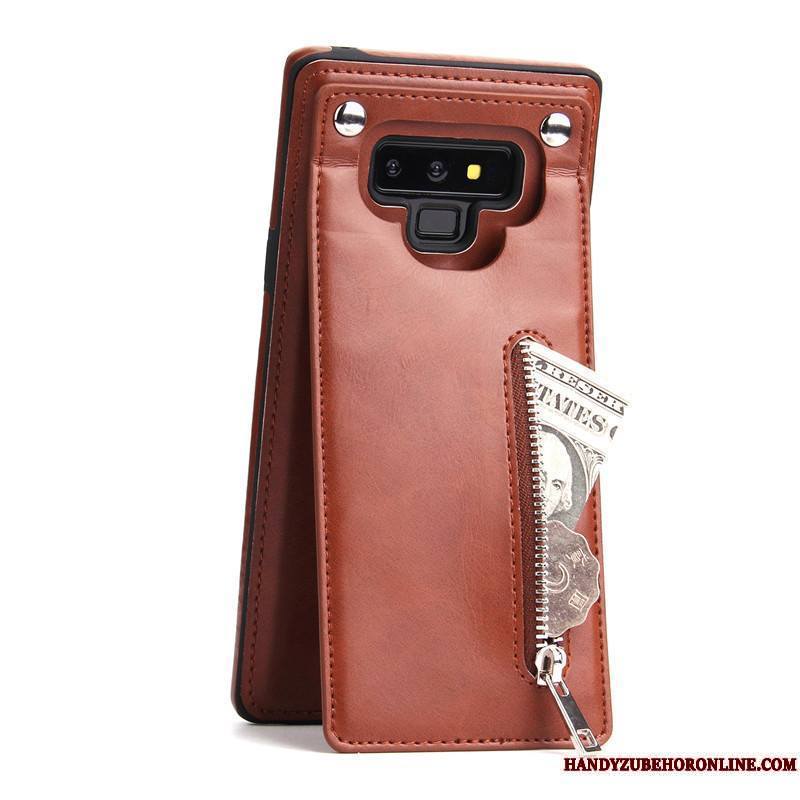 Samsung Galaxy Note 9 Coque De Téléphone Protection Étui En Cuir Vert Portefeuille Étoile Fermeture Éclair