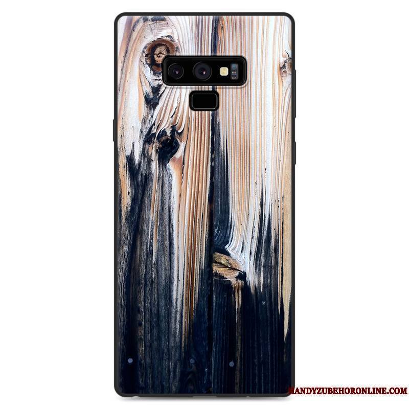 Samsung Galaxy Note 9 Coque Protection Étoile Incassable Noir Grain De Bois Vent Étui