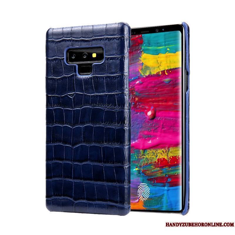 Samsung Galaxy Note 9 Coque Étoile Cuir Véritable Étui En Cuir Protection Téléphone Portable Noir Luxe