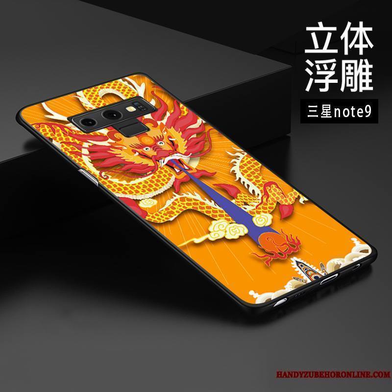 Samsung Galaxy Note 9 Créatif Étoile Gaufrage Style Chinois Coque De Téléphone Délavé En Daim Protection