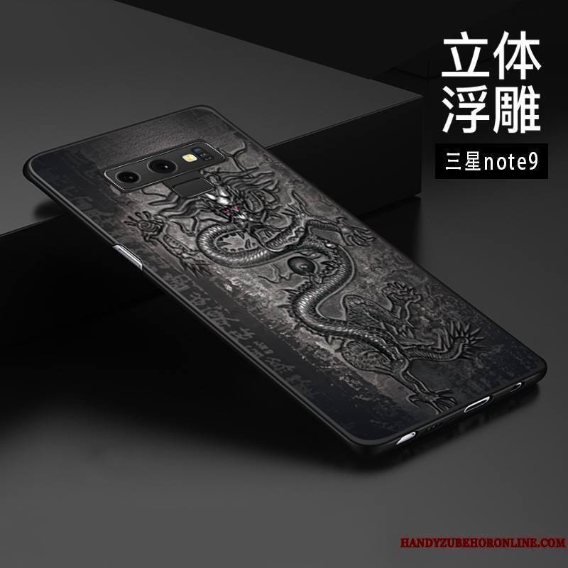 Samsung Galaxy Note 9 Créatif Étoile Gaufrage Style Chinois Coque De Téléphone Délavé En Daim Protection