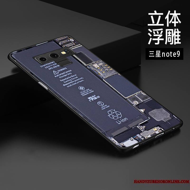 Samsung Galaxy Note 9 Créatif Étoile Gaufrage Style Chinois Coque De Téléphone Délavé En Daim Protection