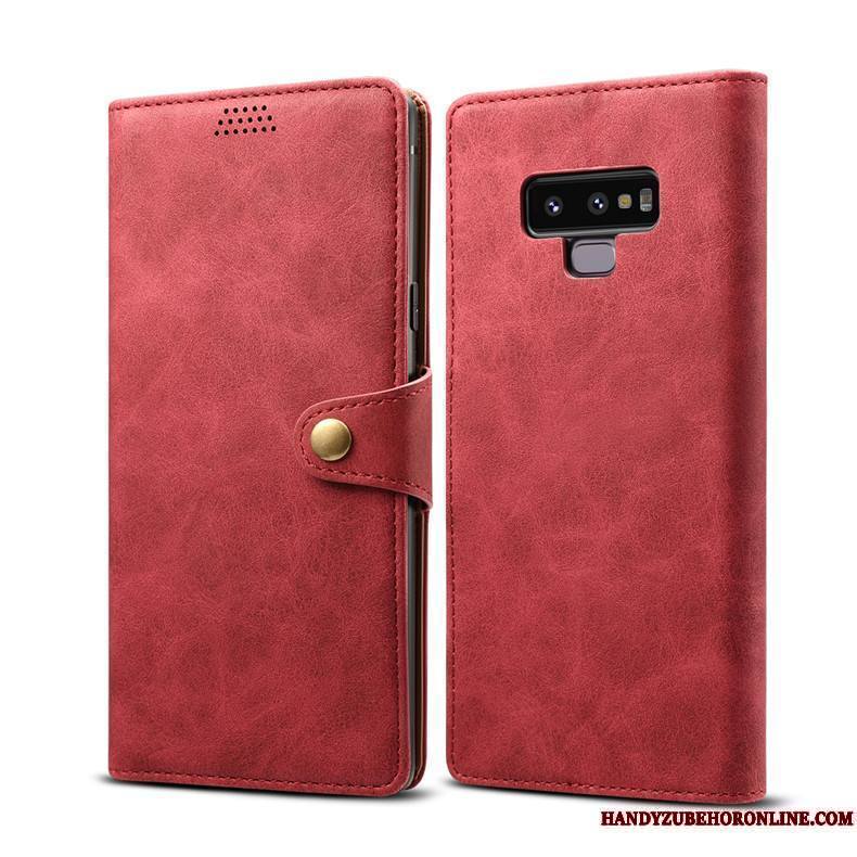 Samsung Galaxy Note 9 Incassable Étui Étui En Cuir Vert Coque De Téléphone Étoile Fluide Doux