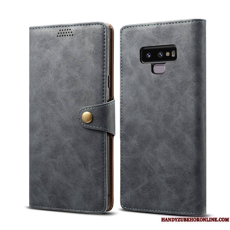 Samsung Galaxy Note 9 Incassable Étui Étui En Cuir Vert Coque De Téléphone Étoile Fluide Doux