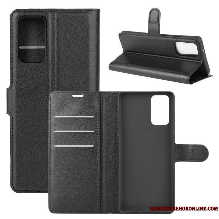 Samsung Galaxy Note20 Clamshell Antidérapant Violet Carte Étui En Cuir Étoile Coque De Téléphone