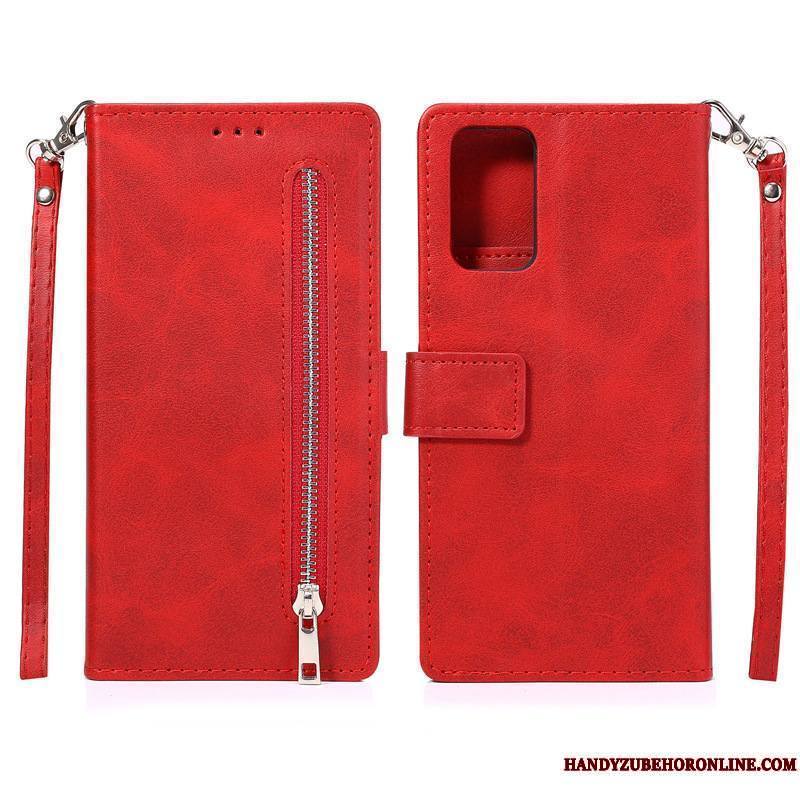 Samsung Galaxy Note20 Coque Étui En Cuir Étoile Téléphone Portable Rouge