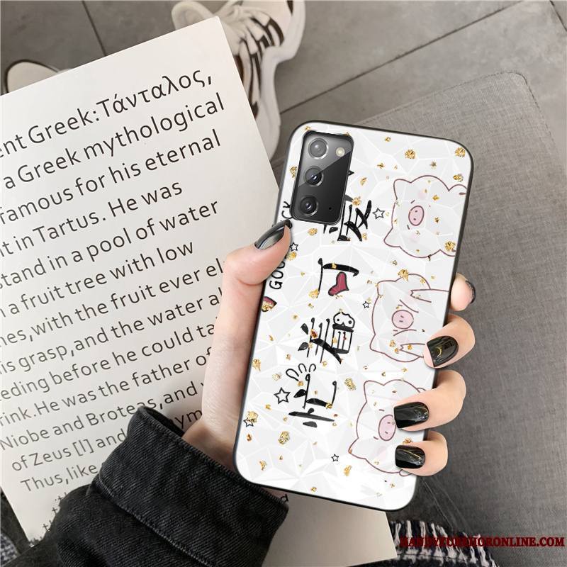 Samsung Galaxy Note20 Tendance Noir Incassable Dessin Animé Coque De Téléphone Amoureux Étoile